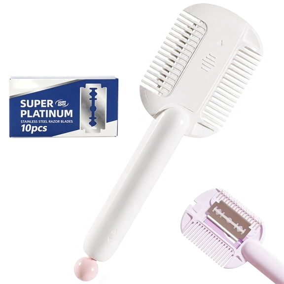 Portable Dual-Use Hair Trimming Comb, Bang Trimming & Split End Removal, DIY Hair Thinning Comb Adjustable Blade for Bangs, Layering, Travel