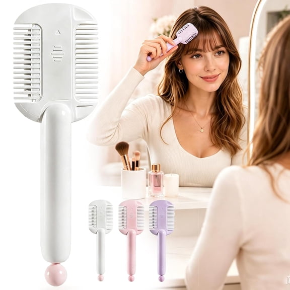 Portable Dual-Use Hair Trimming Comb - Portable Bang Styling Comb | 2 in 1 Adjustable 4-Gear Hair Thinning Razor Comb for Household, Travel and Salon Use