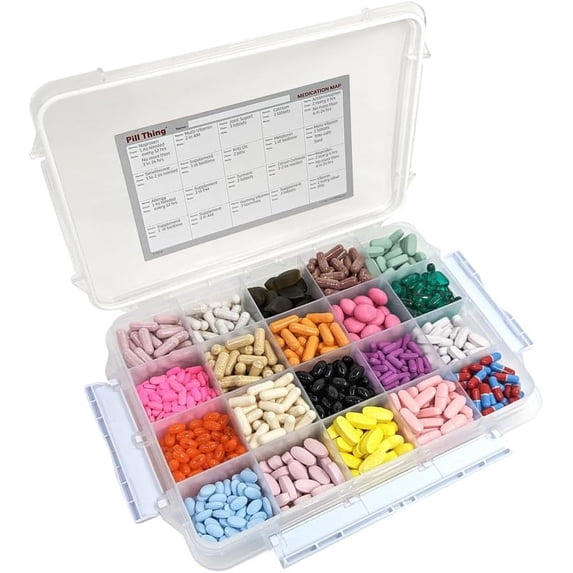 Portable Large Pill Case, 20 Compartments, Waterproof Airtight ...