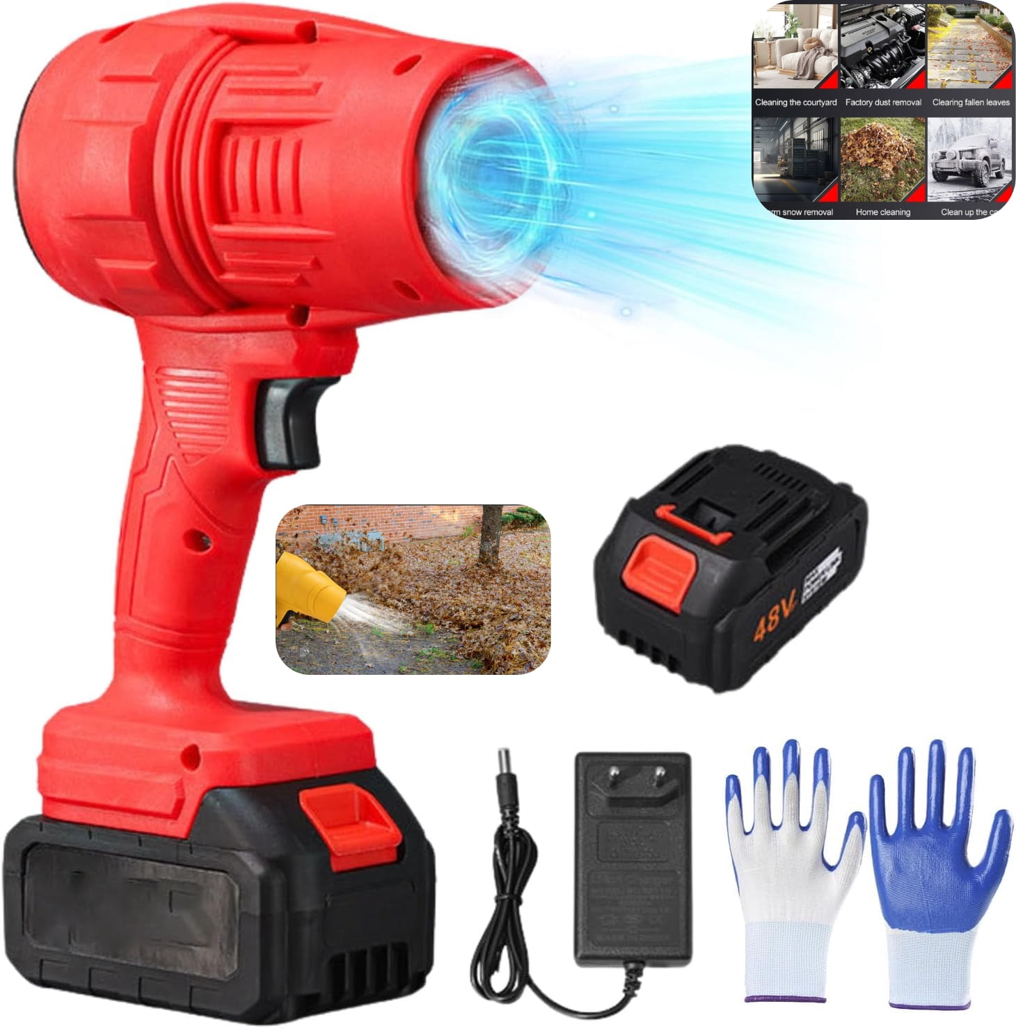 Red Blower Portable Dust Cleaner, 2025 Upgraded Cordless Leaf Blower 180000RPM ...