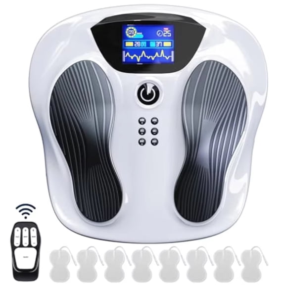 Portable EMS Foot Massager Rechargeable Foot Massager with Remote Control, 6 Modes & 9 Intensities, Foldable & Washable, Full Foot Relaxation at Home & Office