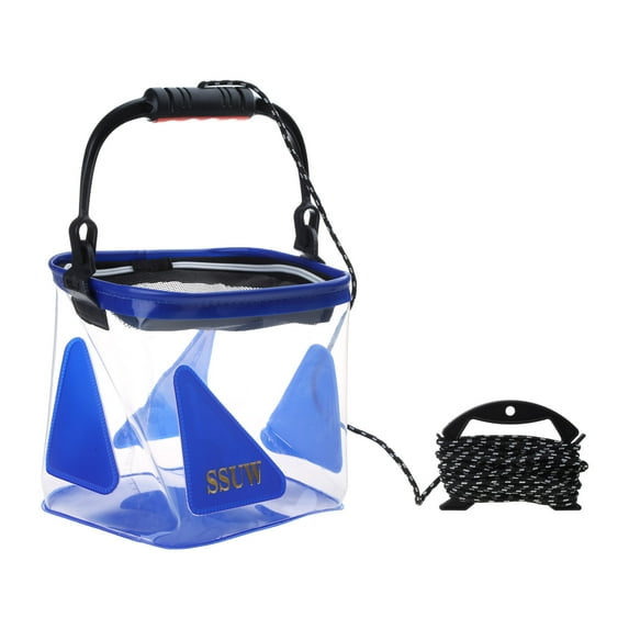 Portable EVA Camping Fishing Bucket Fish Live Bait Water Container Collapsible Transparent Fishing Bucket Easy to Use