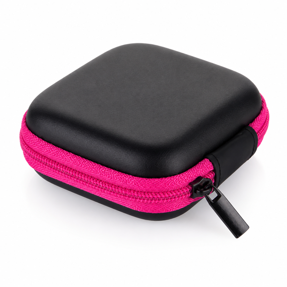 Portable EVA Earbud Case Small Square Bluetooth Earphone Storage Box with Cable Organizer, Hard Shell Protective Travel Carrying Pouch for Earbuds, Charging Cables and Small Electronics