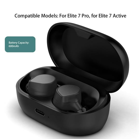Portable Earbuds Charging Box, 600mAh USB,C Power For Elite 7 Pro/Active, Black, Safe Reliable