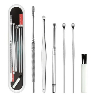 Portable Earwax Removal Kit,6Pcs Stainless Steel Ear Pick Earwax Cleaning Tool