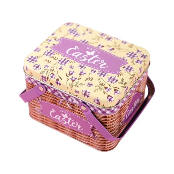 Portable Easter Tin Basket With Spacious Interior For Toy Storage And Gifts