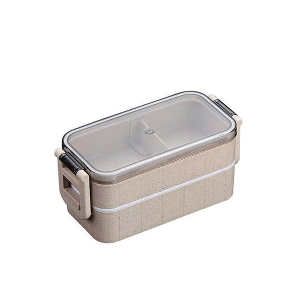 Portable Eco-Friendly Straw Fiber Bento Lunch Box Heatable Food Storage Container with Separate Compartments 7In X 3In X 3In