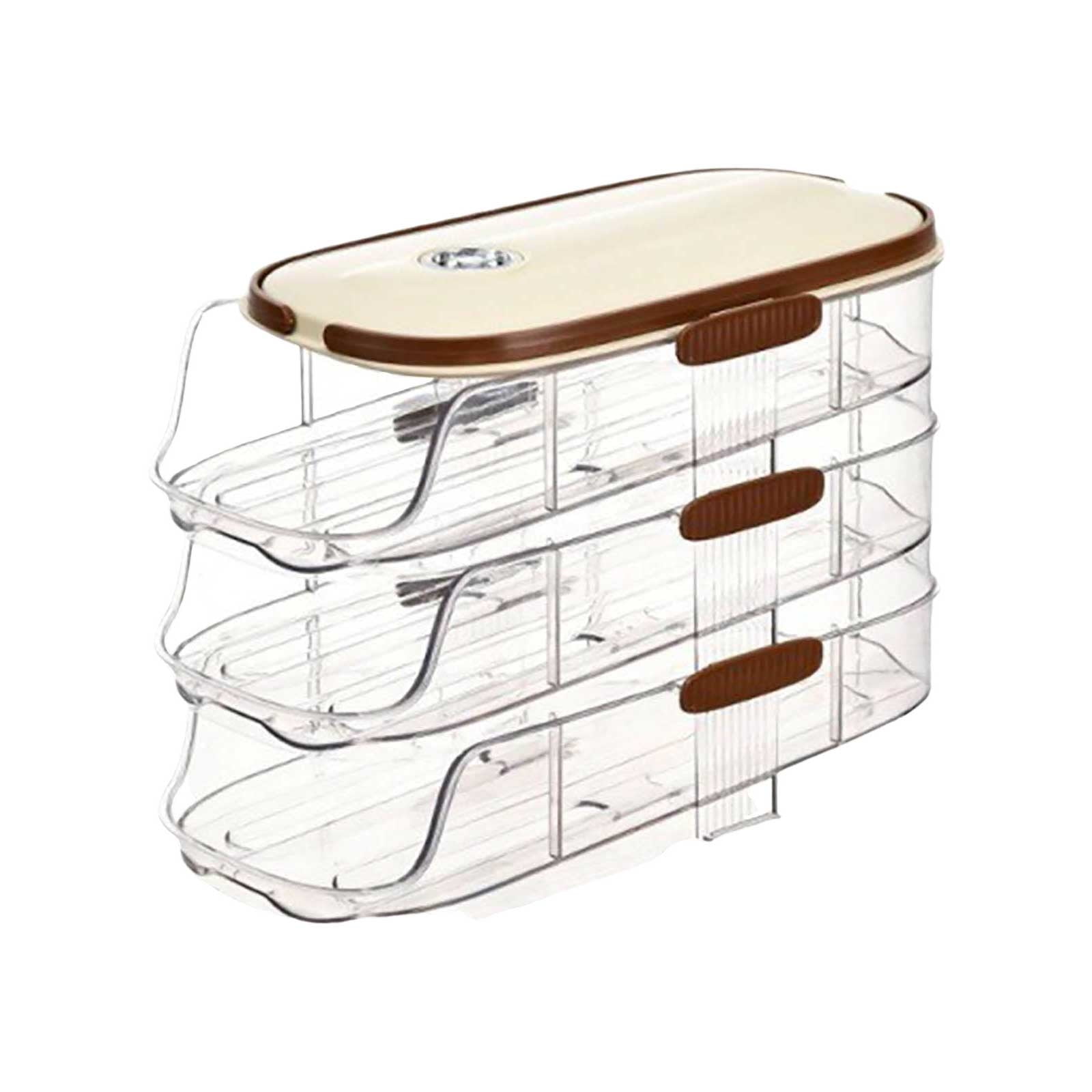 Portable Egg Holder for Fridge Organizer - Auto Rolling Egg Dispenser and Storage for Space-Saving Kitchen Solutions with Adjustable Lid and Efficient Egg Tray Design