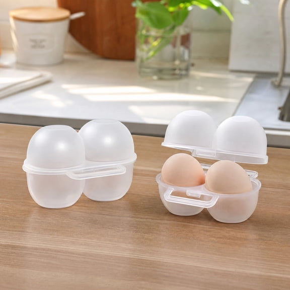 Portable Egg Storage Box 2 Pack, Shockproof Egg Protector Case with Separate Slots, Plastic Egg Container for Refrigerator Storage, Outdoor Camping Travel Lunch Box Organizer Kitchen Accessories