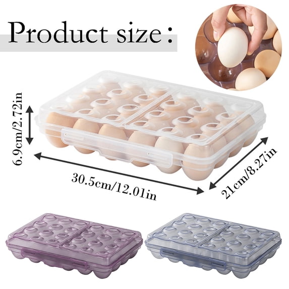 Portable Egg Storage Box for Refrigerator, 24 Grid Egg Holder Container for Camping and Travel, Plastic Egg Carrier Case for Kitchen Organization, Green