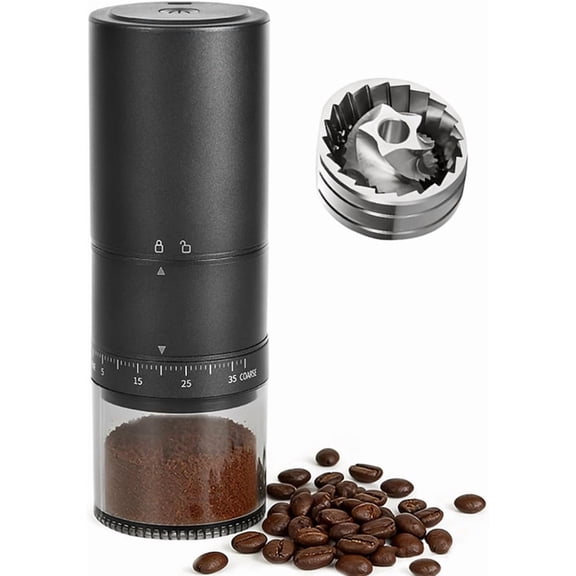 Portable Electric with 38 Adjustable Grind Settings  USB Rechargeable Stainless Steel Conical Burr, Coffee Bean Grinder for Espresso, French Press, Travel, Camping, Home & Office Use