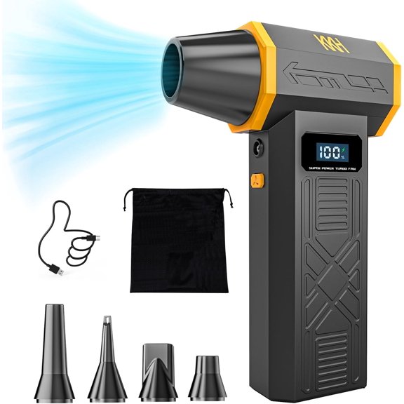 Portable Electric Air Duster with Led Light, Powerful 120000RPM 4 Speed Adjustable Mini Turbo Blower for Cleaning, Rechargeable Cordless Dusters for Home Car Outdoor PC Computer Keyboard
