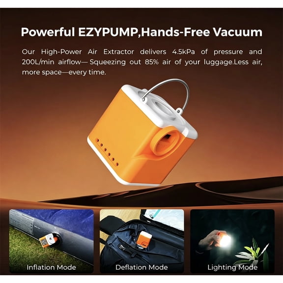 Portable Electric Air Pump, Rechargeable Air Mattress Pump, Inflate and Deflate Air Pump, Vacuum Pump for Travel Bags, Compact 2X2X2 Inch Cordless Inflator That Fits for Camping