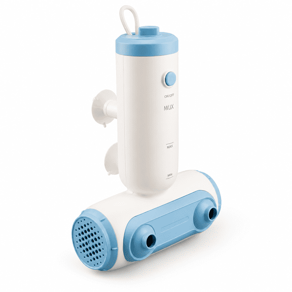 Portable Electric Bath Jet Spa with Dual Hydro Massaging Nozzles and Bubbles, Blue and Milky White