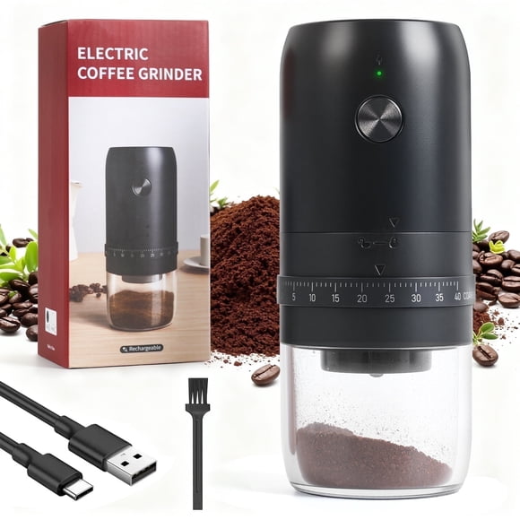 YDLW Rechargeable Electric Coffee Grinder with 40 Grind Settings, Portable Grinder for Home, Office & Camping, Frosted Body