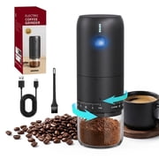 Portable Electric Burr Coffee Grinder, 90 Precise Grind Settings with Visible Glass Jar, Cordless Ceramic Burr Mill for Travel, Home and Office