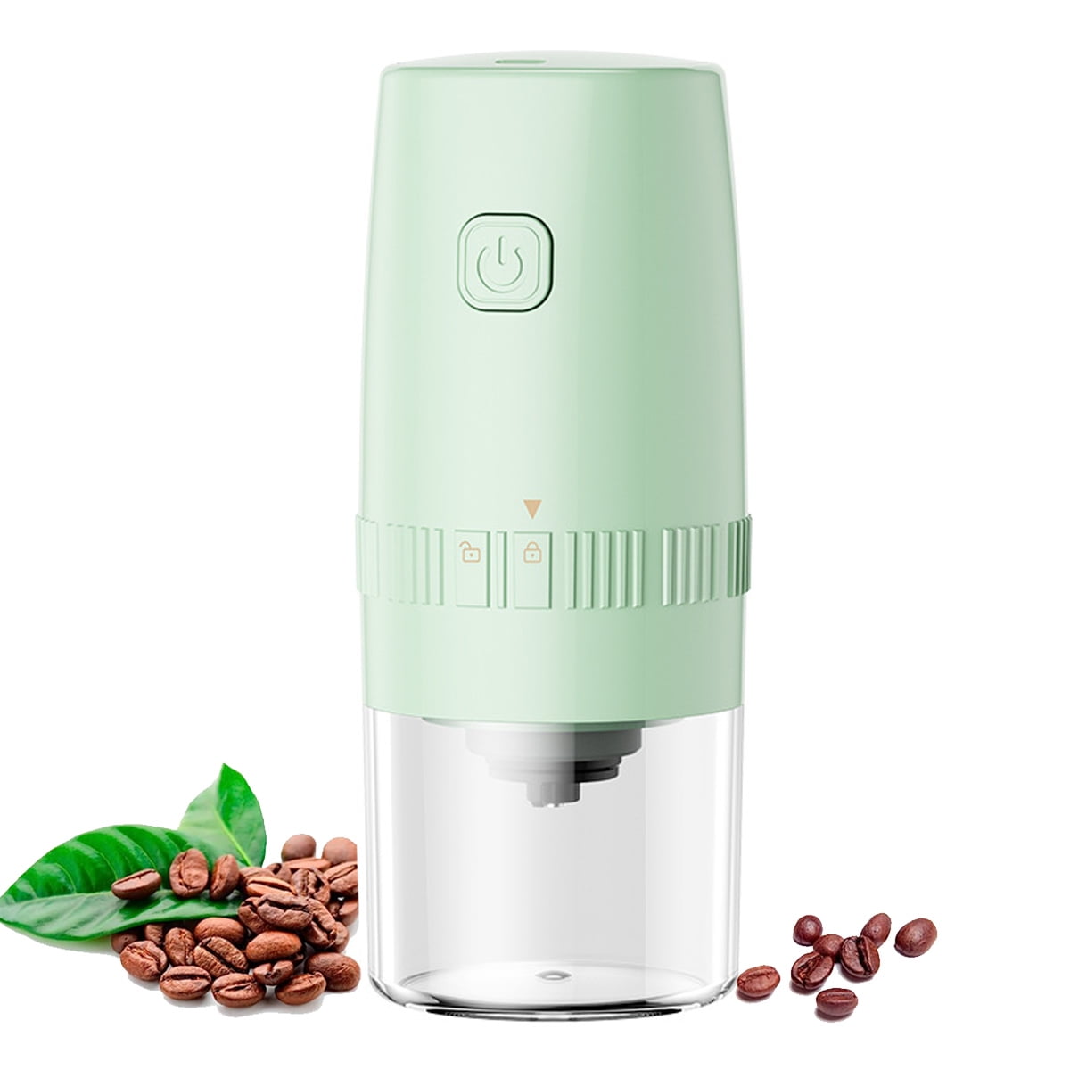 Portable Electric Burr Coffee Grinder, Small Automatic Ceramic Conical Spice Grinder, Slow Coffee Bean Grinder with Setting - green