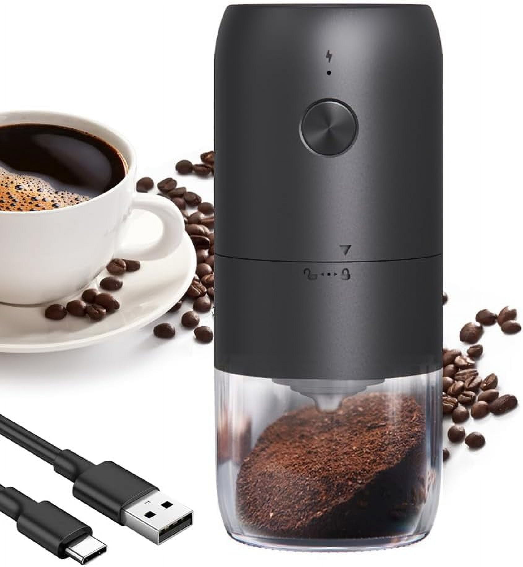 Portable Electric Burr Coffee Grinder, Small Electric Rechargeable Mini Coffee Grinder with Multiple Grinding Settings