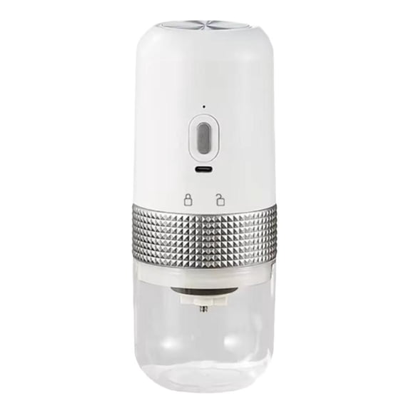 Portable Electric Coffee Grinder with Adjustable Ceramic Burr, Automatic Burr Mill with Auto-Stop Sensor, Compact Travel Coffee Bean Grinder for Espresso to French Press, White