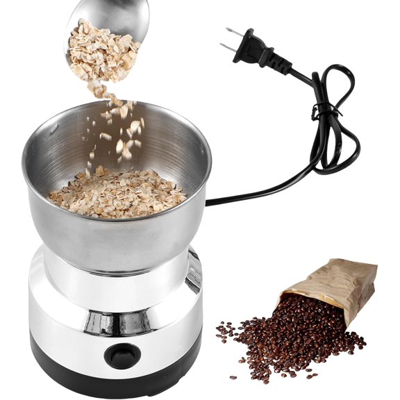 Portable Electric Coffee Mill Grinder, One Button Use for Coffee Beans, Rice, Seeds and Spices