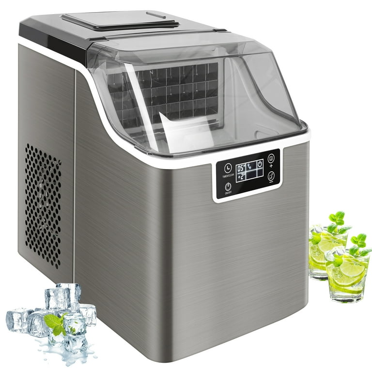 WATOOR Countertop Ice Cube Maker Ice Machine, 45Lbs/24H, 24 pcs Square  Clear Solid Ice Cube in 15 Mins, Stainless Steel Ice Cube Maker with Ice  Scoop