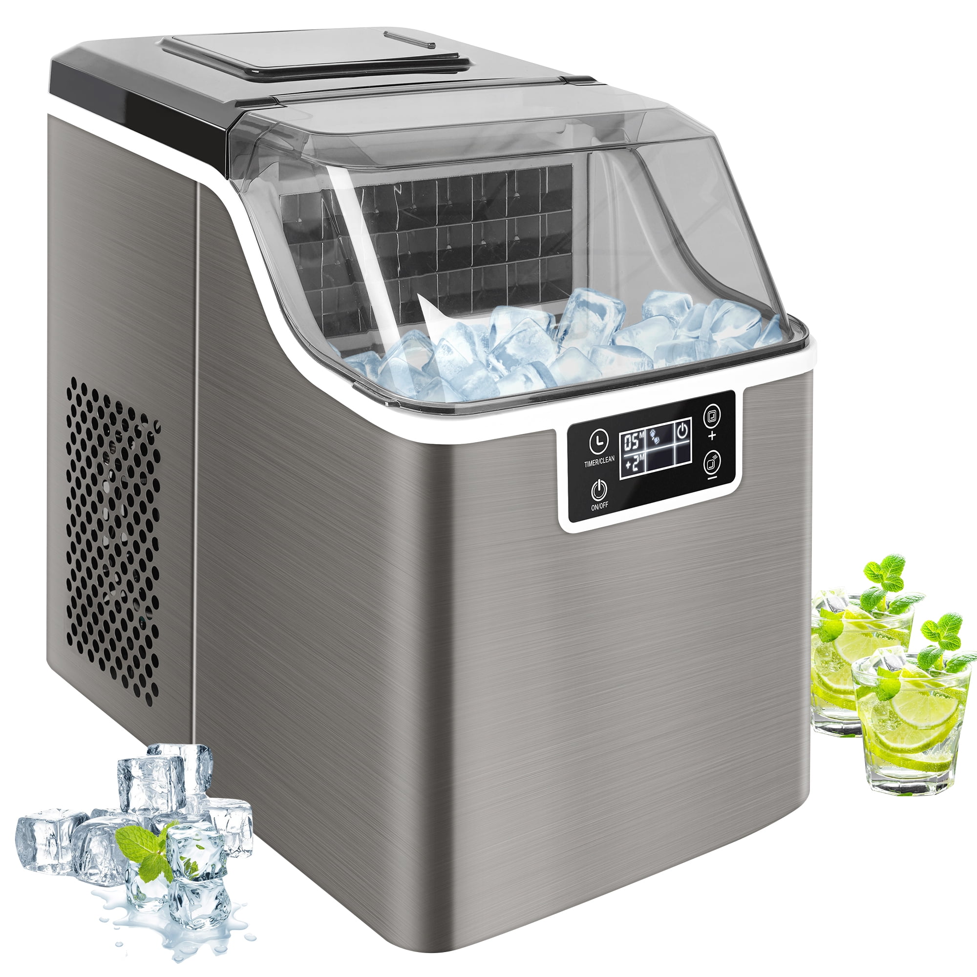 Portable Electric Countertop Ice Maker Machine, Upright Ice Maker, 44Lbs/24H SelfClean with LCD