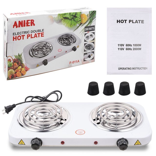 Portable Electric Dual 2 Burner Hot Plate Cooker Kitchen RV Cooktop