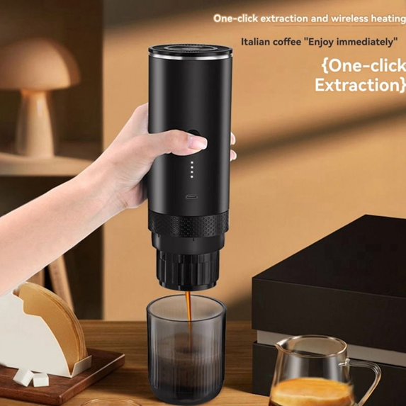 Portable Electric Espresso Coffee Machine with Heating Function Cordless Rechargeable Handheld Coffee Maker for Camping