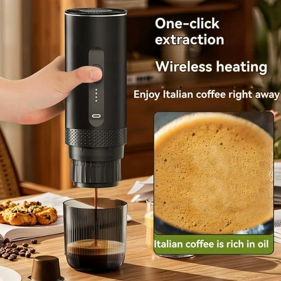 Portable Electric Espresso Coffee Machine with Heating Function Cordless Rechargeable Handheld Coffee Maker for Home Car