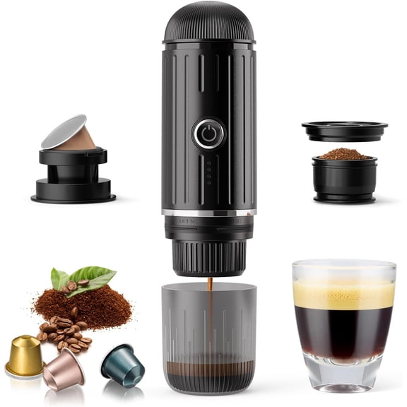 Portable Electric Espresso Coffee Maker for Ground Coffee & NS Capsule Fast Self-Heating Technology with USB-C Perfect for RV Hiking Camping Office & On-the-Go Lifestyles Christmas Gift for Men