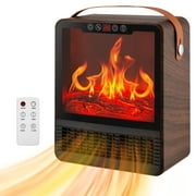 Portable Electric Fireplace Space Heater for Indoor Use, Remote Control, 3 Mode Settings, 24H Timer & Safety Tip-Over Protection