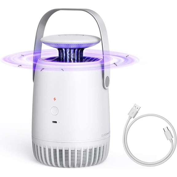Portable Electric Fly Insect Swatter Swat Bug Mosquito Wasp Zapper Killer UV Lamp USB Powered White