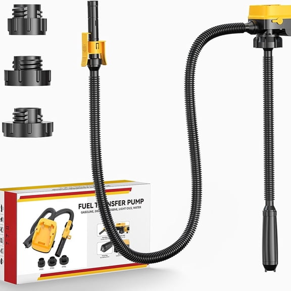 Portable Electric Fuel Transfer Pump with Hose & Adapters, Gas Diesel Kerosene Water Light Oil Transfer Pump
