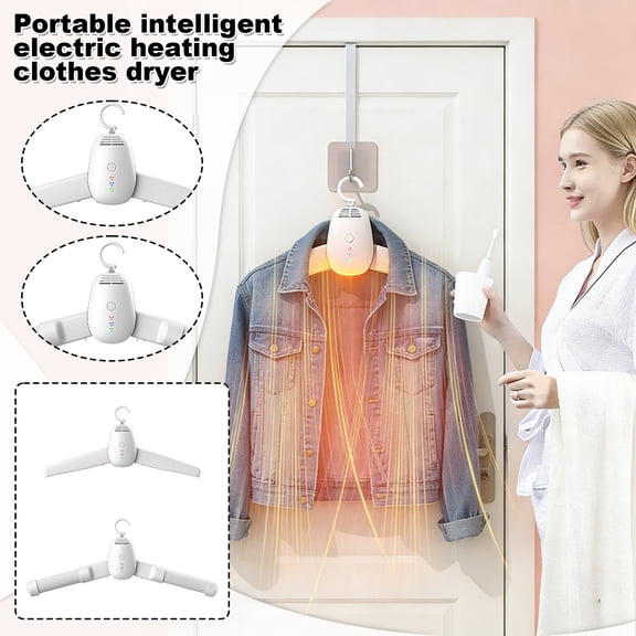 Portable Electric Heated Clothes Dryer, Smart Foldable Drying Rack with Hot and Cold/Air, Quick Dry Garment and Shoe Dryer for Home Travel Apartment Dorm, A , 1Pcs