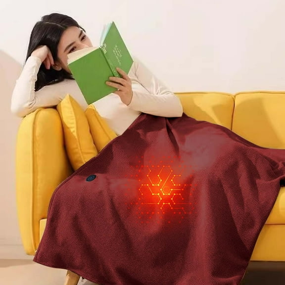 Portable Electric Heated Shawl Wrap for Women, Heated Shawl Wraps for Women Corded Heated Blanket Soft Zipper Shawl Wraps Winter Warm USB Powered Heating Scarf Electric Blanket