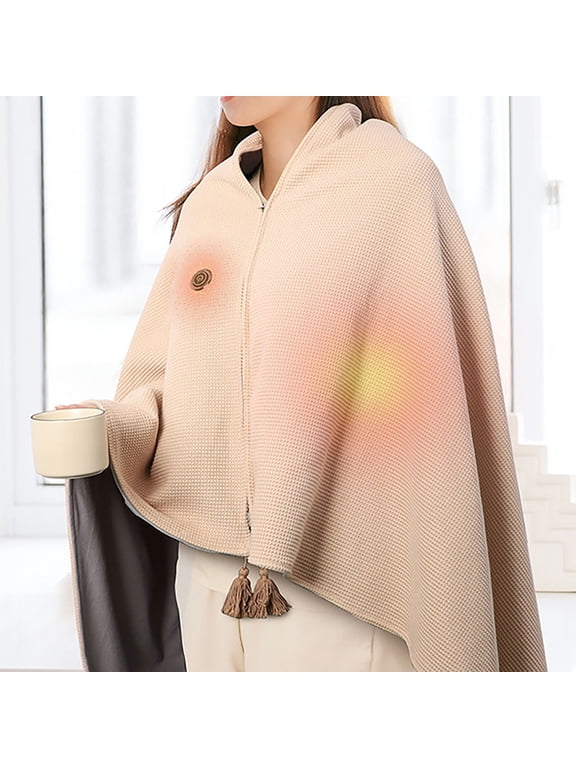 Portable Electric Heated Shawl Wrap for Women - Soft, Fast Heating, Three Temp Settings, Indoor/Outdoor, Mother's Day Gifts,USB Powered Heating Scarf Electric Blanket (A)