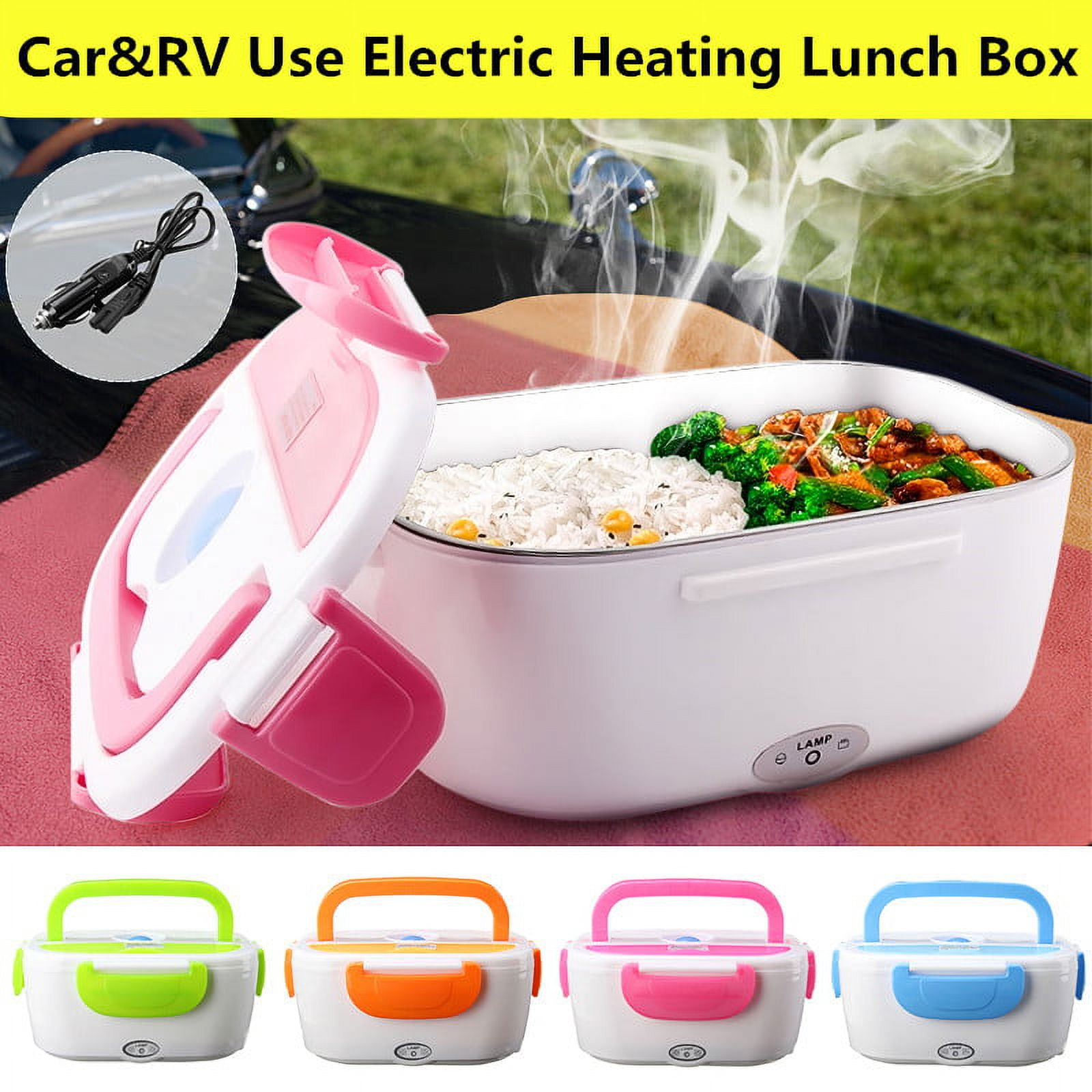 Livhil Electric Lunch Box Food Heater, Portable Food Warmer, Heated Lunch  Box, Lunch Warmer for Adults, 60W 1.8L 12V-24V 110V (White+Royal Blue)