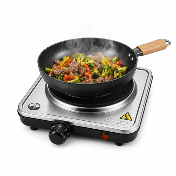 Portable Electric Hot Plate, Single Burner Countertop Stove with Adjustable Temperature Control, Compact Electric Cooker for Kitchen, Dorm, Office, Camping, RV and Daily Cooking