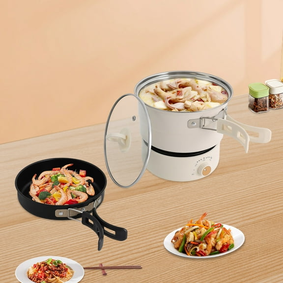 Portable Electric Hot Pot with 8-Level Temperature Control, Multi-Function Frying & Soup Pot for Steaming, Boiling, Frying, & Stir-Frying, Compact Design for 1-2 People