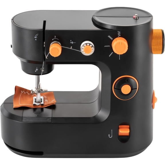 Portable Electric Household Sewing Machine - Straight & Reverse Sewing, Automatic Thread Winding, LED Light for Clothing, Pants, Silk (Black)