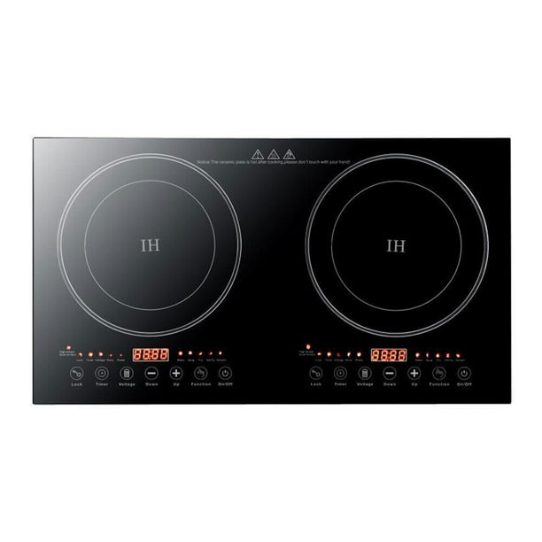Portable Electric Induction Cooktop, 2Burner Tempered Glass Countertop