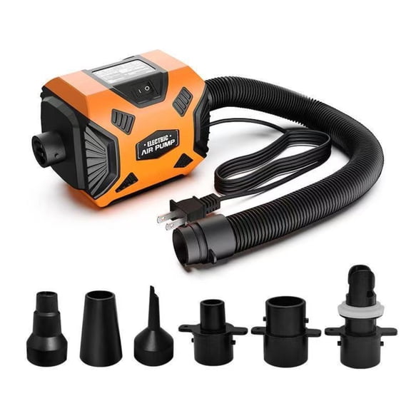 Portable Electric Inflatable Air Pump - Cordless Rechargeable Pump with 5 Nozzles for Inflatable Pool Air Mattress Camping