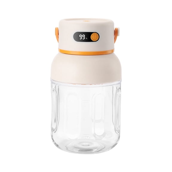 Portable Electric Juicer Cup, 40oz USB-C Rechargeable Blender with Handle for Smoothies Shakes, Durable Travel Juicer Bottle with Leakproof Lids, Straw and Smart Digital Display,1Pc(Beige,4.4x4.3x8")