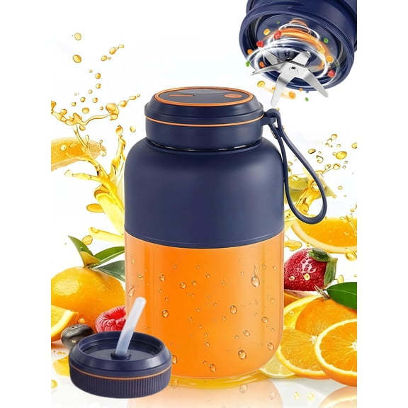 Portable Electric Juicer Cup, Blender for Shakes & Smoothies with Dual Lid