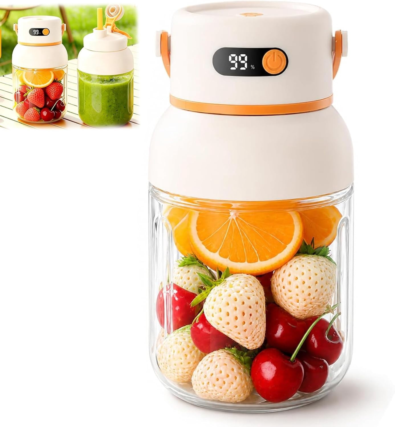 Portable Electric Juicer Cup with Zero Cord Hassle,Portable Juicer Cup,USB-C Rechargeable Personal for Gym Office Travel，40 Seconds,for Shakes and Smoothies(1200ML)