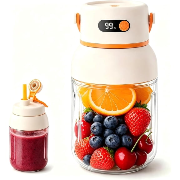 Portable Electric Juicer Cup with Zero Cord Hassle,Wireless Personal Juicer Cup USB Rechargeable Blender,Leakproof Lid,40 Seconds,for Shakes and Smoothies(800ML)