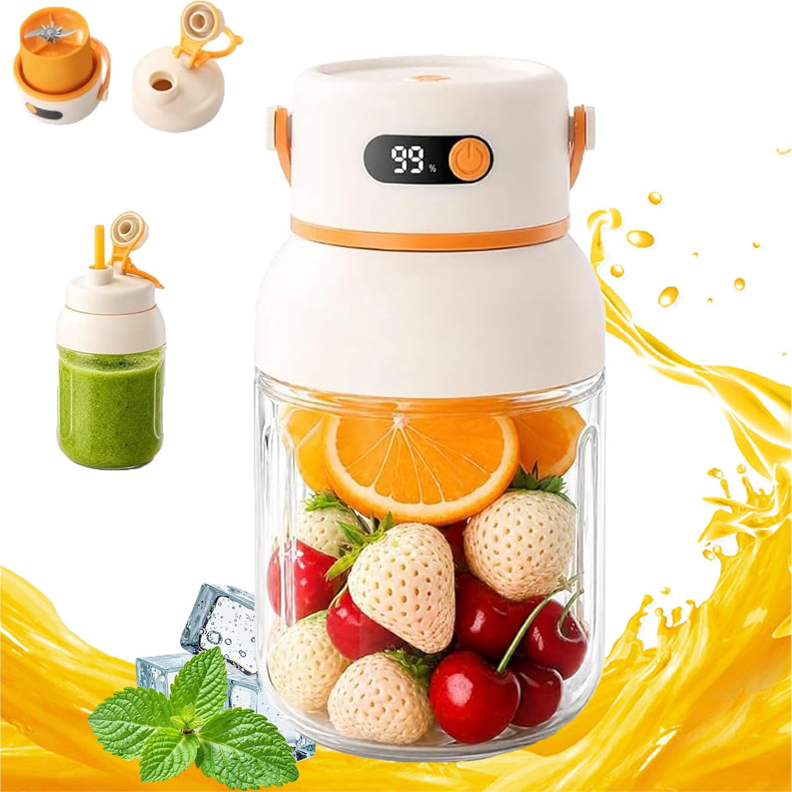 Portable Electric Juicer Cup, Zero Cord Hassle, Wireless Personal JuicerCup USB Rechargeable Blender for Gym Office Travel