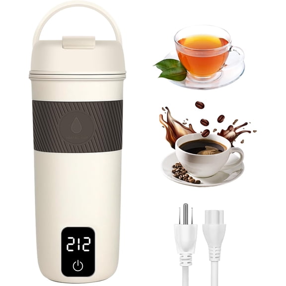 Portable Electric Kettle, 350ML Mini Hot Water Boiler Heater, Travel Kettle with 4 Temperature Settings, 304 Stainless Steel Portable bottle Warmer with Auto Shut-Off & Boil-Dry Protection