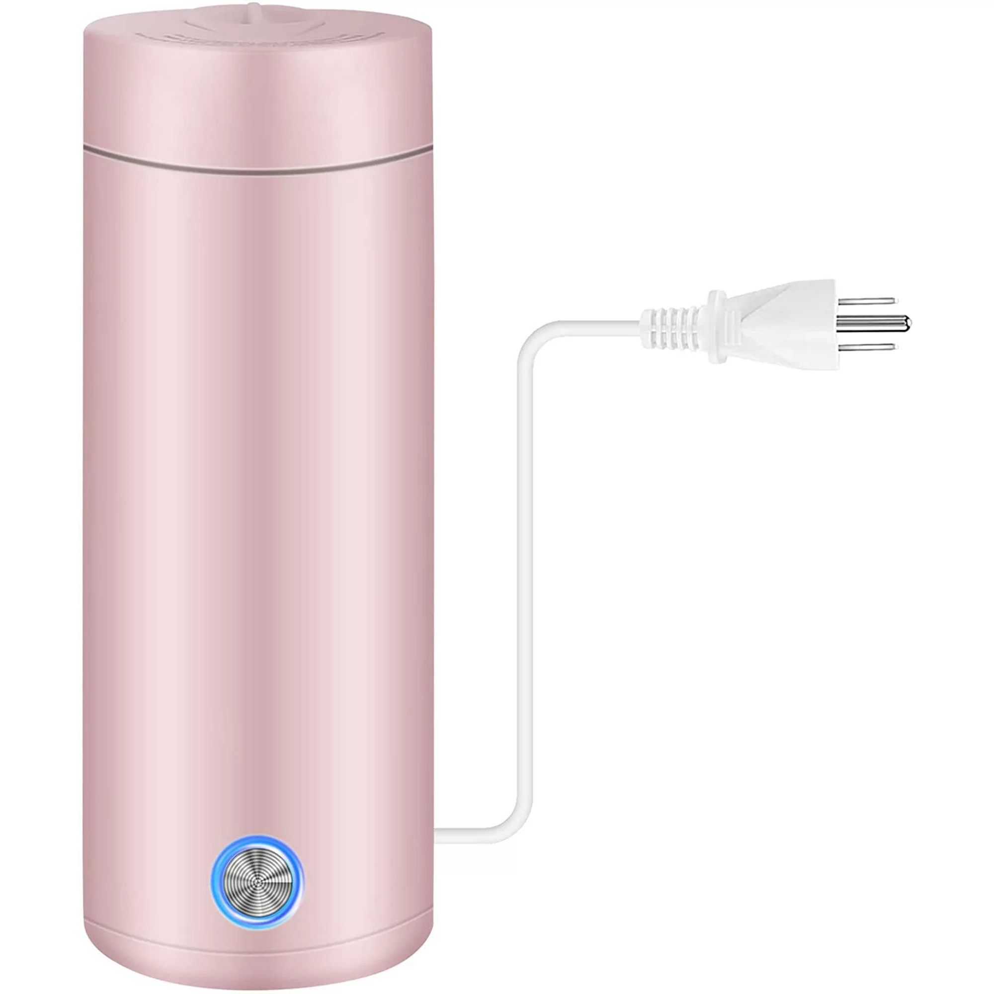 Portable Electric Kettle, 400ml Travel Tea Kettle with Non-stick Coating,Double Wall Water Boiler Bottle,Insulated Coffee Thermos Mug, Fast Boil and Auto Shut Off Hot Water Heater(Pink)
