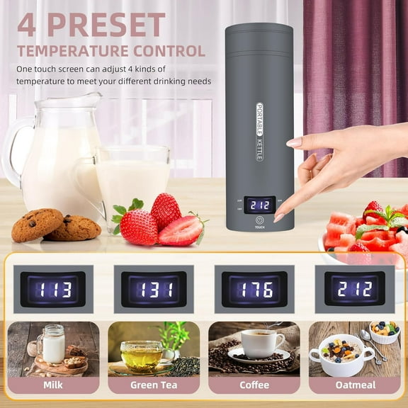 Portable Electric Kettle - 450ml, 0.9lb, Grey